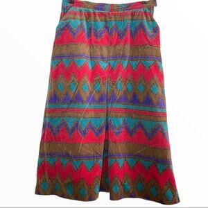 Vintage 80s Pykettes Skirt Corduroy 100% Cotton Aztec South Western 8 Medium